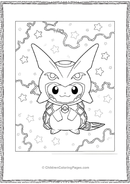 Pikachu Wearing Rayquaza Costume Free PDF Printable