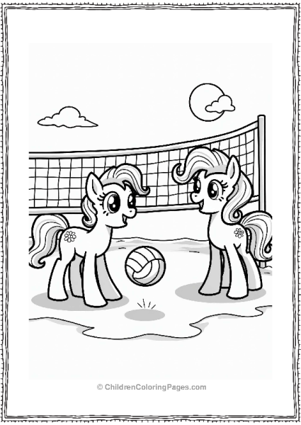 Pinkie Pie And Friends Playing Volleyball Free PDF Printable