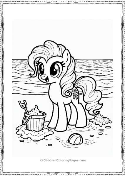 Pinkie Pie Building A Sandcastle At The Beach Free PDF Printable