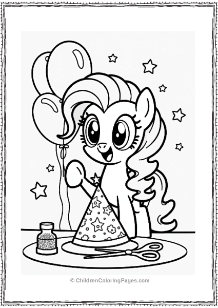 Pinkie Pie Crafting A Party Hat Free PDF Printable