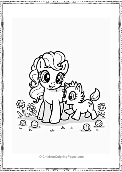Pinkie Pie Playing Fetch With A Puppy Free PDF Printable