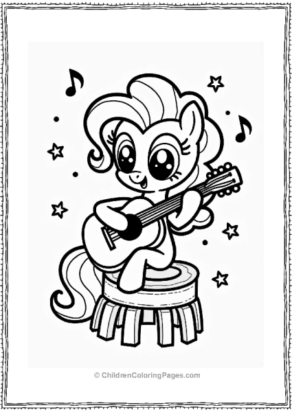 Pinkie Pie Playing Guitar Among Musical Notes Free PDF Printable