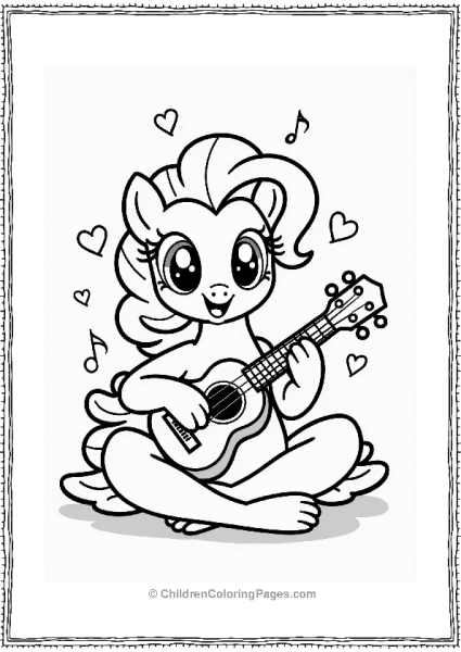 Pinkie Pie Playing Ukulele With Hearts Free PDF Printable