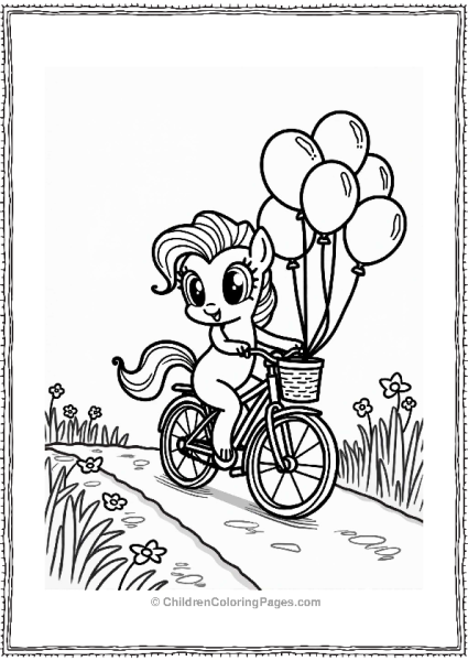 Pinkie Pie Riding A Bicycle With Balloons Free PDF Printable