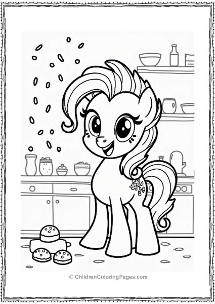 Pinkie Pie Tossing Sprinkles In A Whimsical Kitchen Free PDF Printable