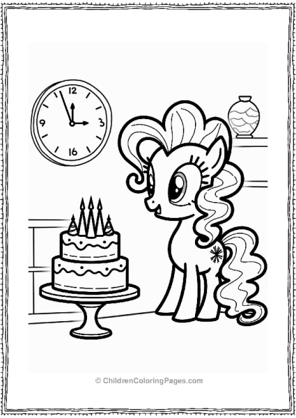 Pinkie Pie With A Colorful Cake Free PDF Printable