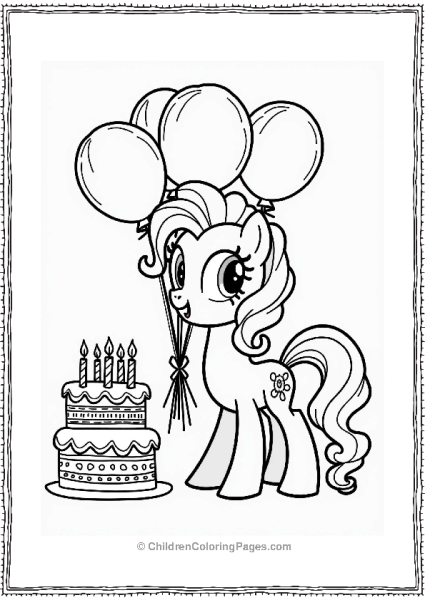 Pinkie Pie With Balloons And Cake Free PDF Printable