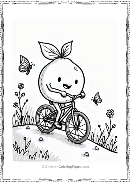 Playful Orange Character Riding A Bicycle Free PDF Printable
