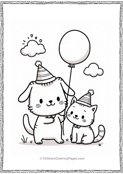 Pochacco And Cat With Balloons Free PDF Printable