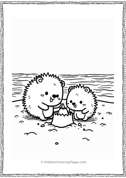 Pochacco And Hedgehog Building A Sandcastle Free PDF Printable