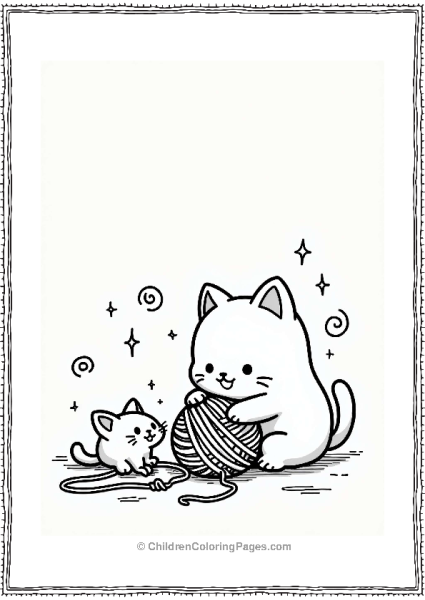 Pochacco And Kitten Playing With Yarn Free PDF Printable