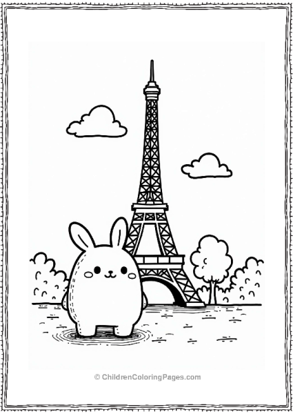 Pochacco At The Eiffel Tower Free PDF Printable