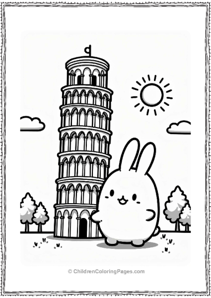 Pochacco At The Leaning Tower Of Pisa Free PDF Printable