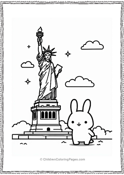 Pochacco At The Statue Of Liberty Free PDF Printable