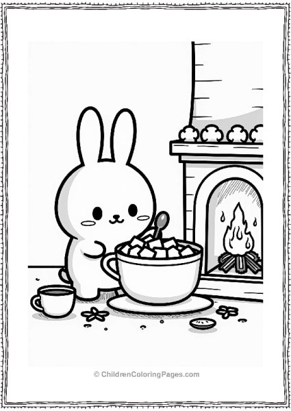 Pochacco Brewing Hot Chocolate By The Fireplace Free PDF Printable