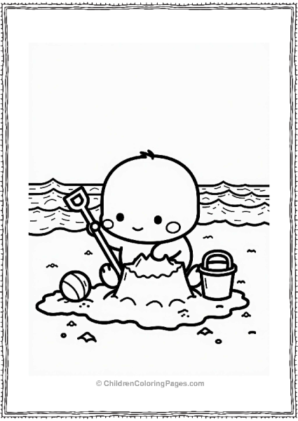 Pochacco Building A Sandcastle At The Beach Free PDF Printable