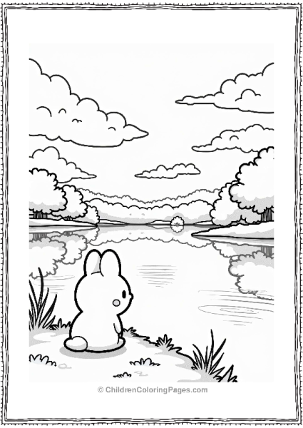 Pochacco By A Tranquil Lake Free PDF Printable