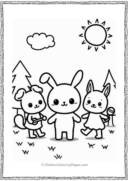 Pochacco Dancing With Friends Free PDF Printable