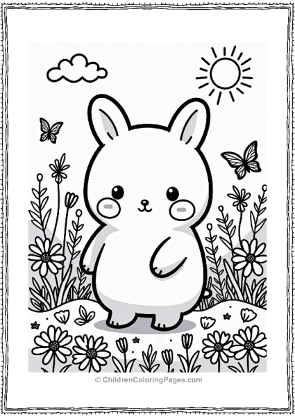Pochacco In A Flower Garden Free PDF Printable