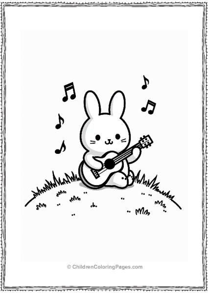 Pochacco Playing Guitar On A Grassy Hill Free PDF Printable