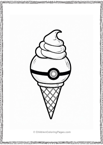 Pokeball Ice Cream Cone Coloring Page Free PDF Printable