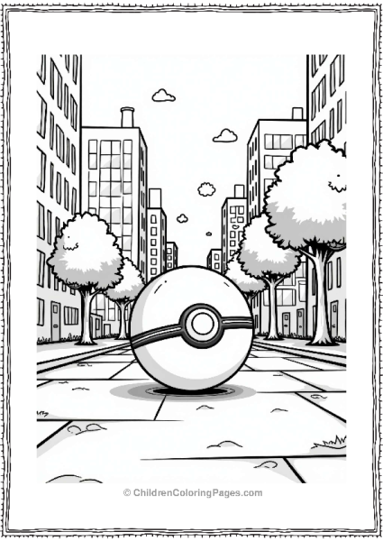 Pokeball In A Busy City Free PDF Printable