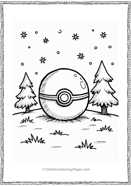 Pokeball In A Snowy Landscape Free PDF Printable