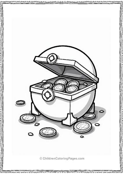 Pokeball Treasure Chest With Coins And Jewels Free PDF Printable