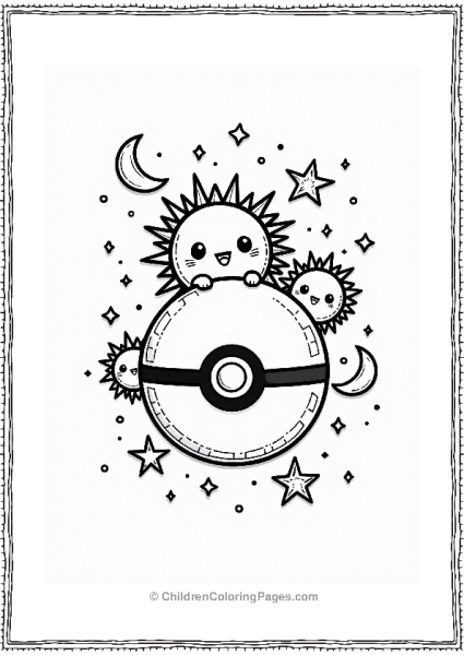 Pokeball With Celestial Creatures Free PDF Printable