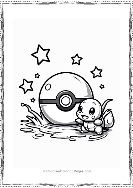 Pokeball With Squirtle And Stars Free PDF Printable