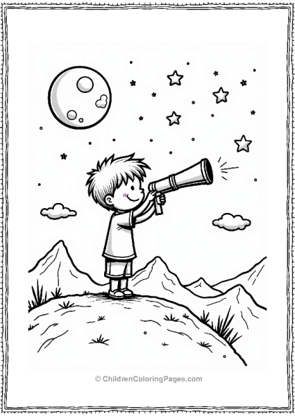 Precious Moments Boy With Telescope Under Starry Sky Free PDF Printable