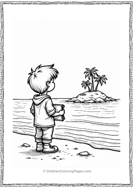 Precious Moments Brave Boy With Treasure Map On Beach Free PDF Printable