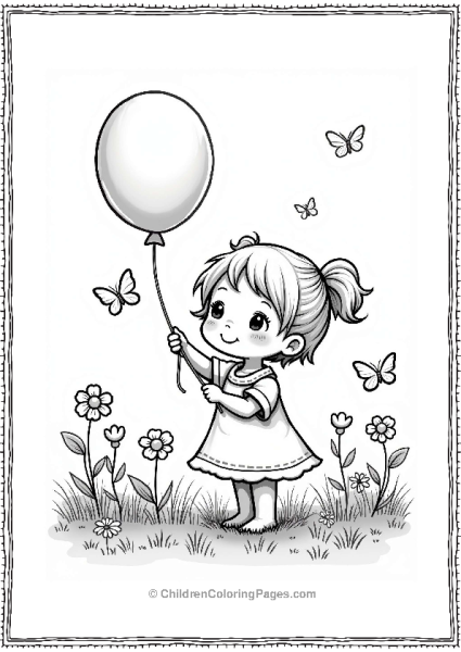 Precious Moments Cheerful Child With Balloon In Flower Field Free PDF Printable