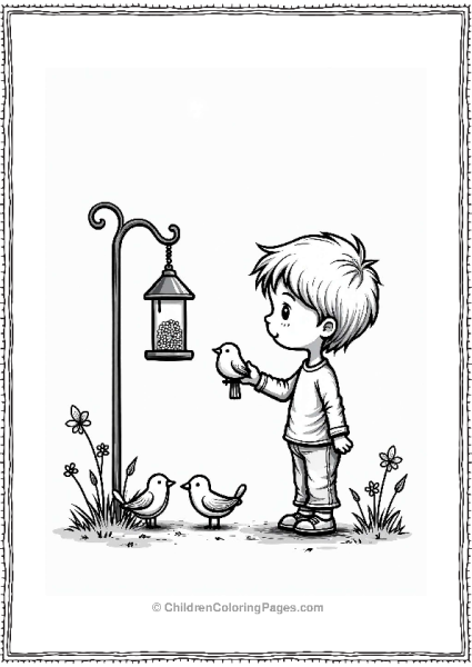 Precious Moments Child Feeding Birds In The Park Free PDF Printable