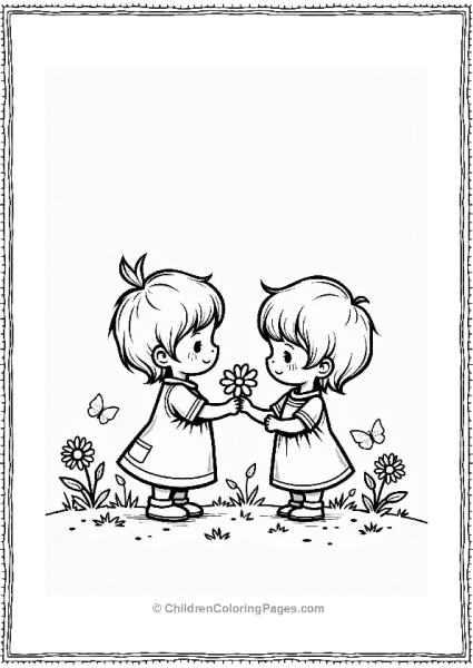 Precious Moments Child Giving Flower In Garden Free PDF Printable