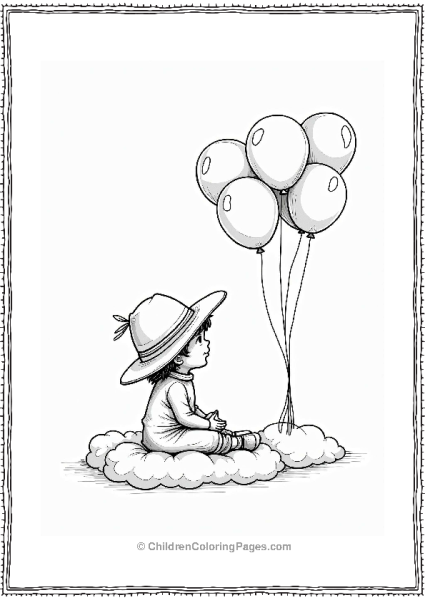 Precious Moments Child On Cloud With Balloons Free PDF Printable