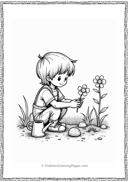 Precious Moments Child Planting A Flower In The Garden Free PDF Printable