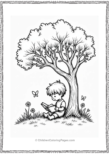 Precious Moments Child Reading Under A Tree Free PDF Printable