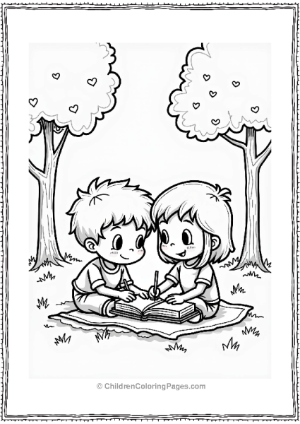 Precious Moments Friends Helping With Homework In The Park Free PDF Printable