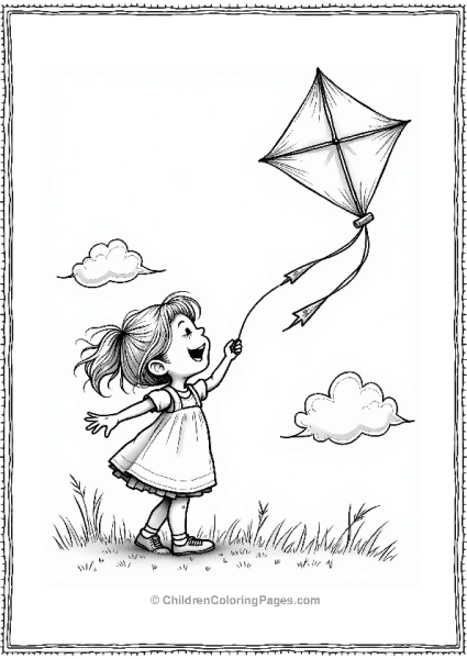 Precious Moments Girl Flying A Kite On A Breezy Day Free PDF Printable