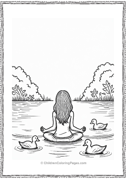 Precious Moments Girl Meditating By A Serene Lake Free PDF Printable
