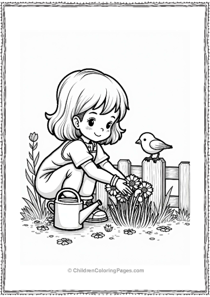 Precious Moments Girl Planting Flowers In A Garden Free PDF Printable