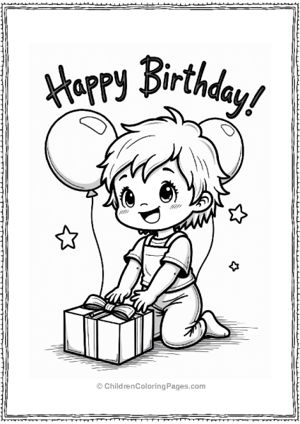 Precious Moments Joyful Child Opening A Present Free PDF Printable