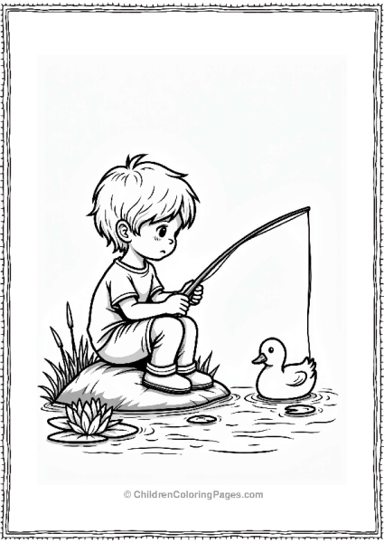 Precious Moments Little Boy Fishing By A Calm Lake Free PDF Printable