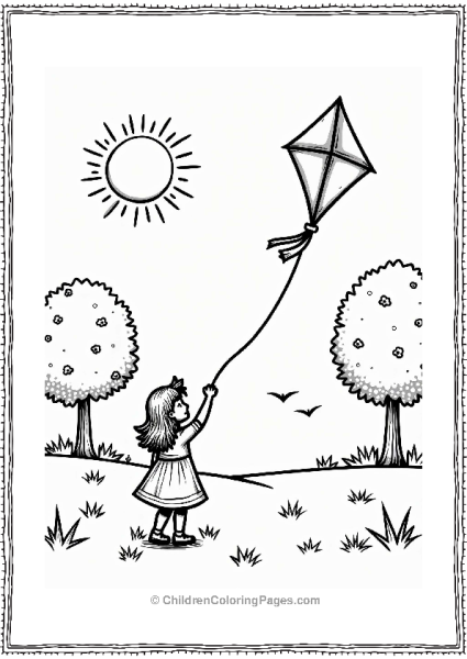 Precious Moments Little Girl Flying A Kite In The Park Free PDF Printable
