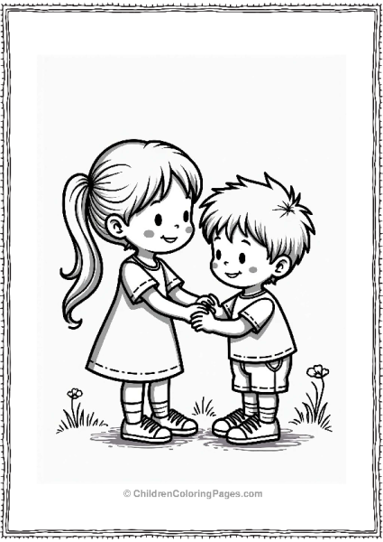 Precious Moments Sibling Shoelace Tying Free PDF Printable