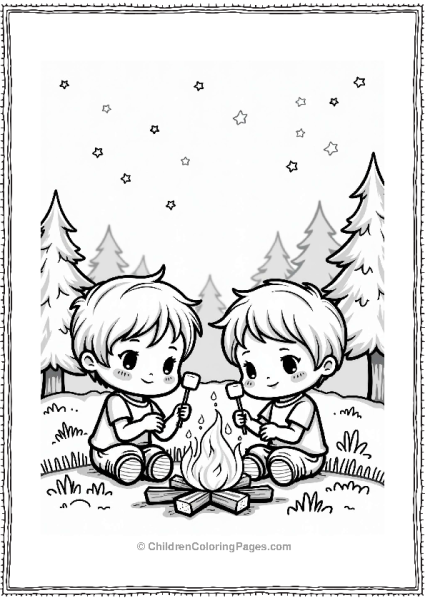 Precious Moments Siblings Camping By The Fire Free PDF Printable