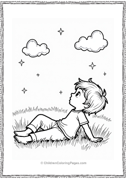 Precious Moments Thoughtful Boy Watching Clouds At Dusk Free PDF Printable
