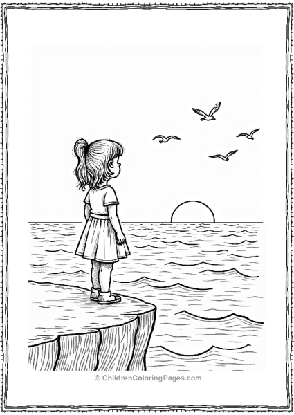 Precious Moments Young Girl Watching Sunset Over Ocean Free PDF Printable