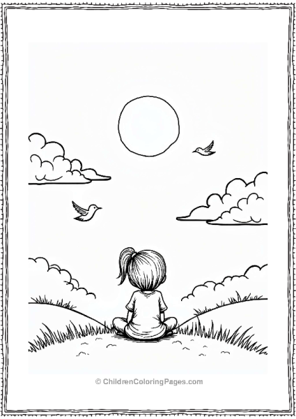 Precious Moments Young Girl Watching Sunset Free PDF Printable